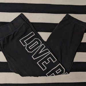 Victoria's Secret PINK Black Sweatpants Logo Pajamas Sz Medium Comfy Cozy